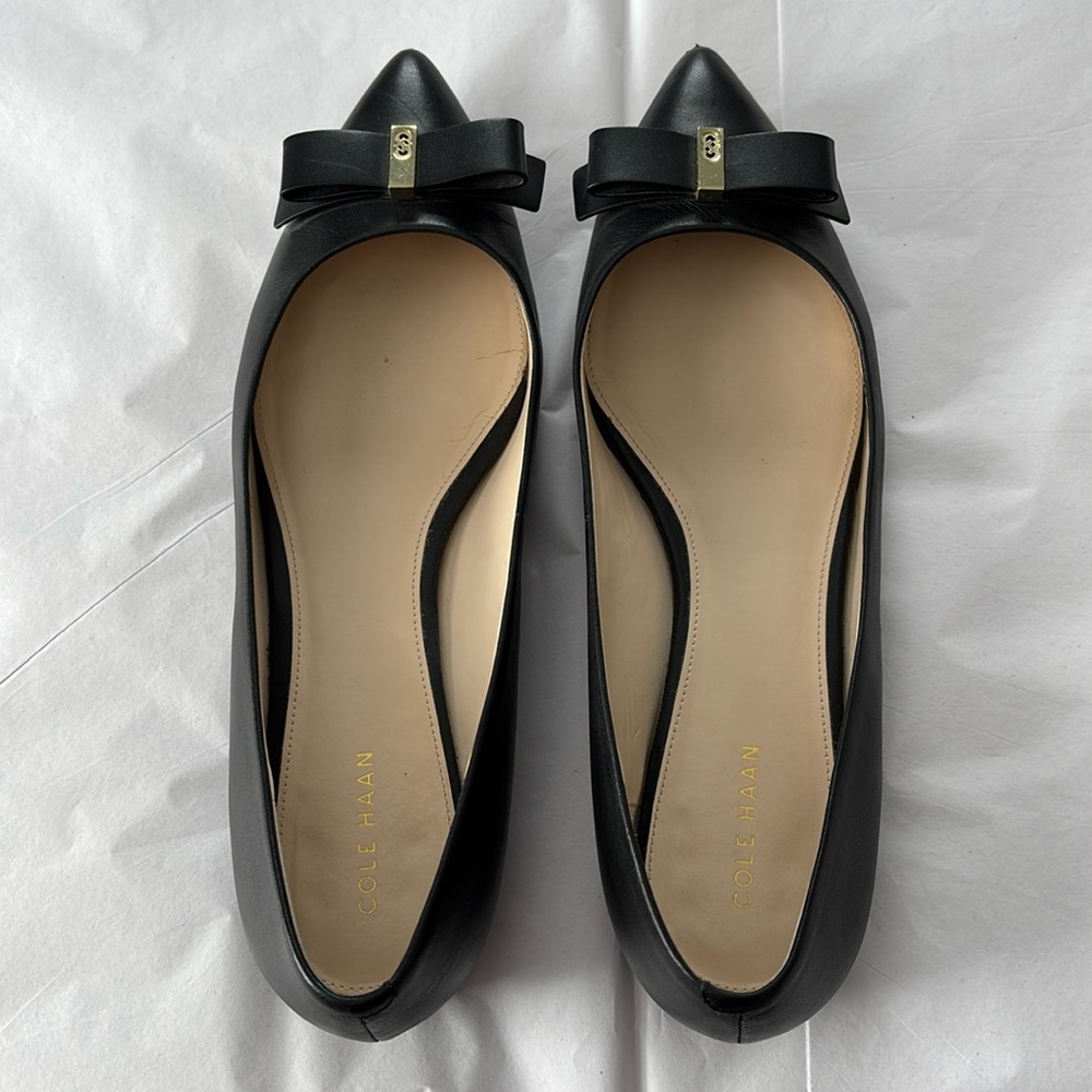 Cole Haan, 9.5B Black Elsie Bow Skimmer Ballet Flats 🎀